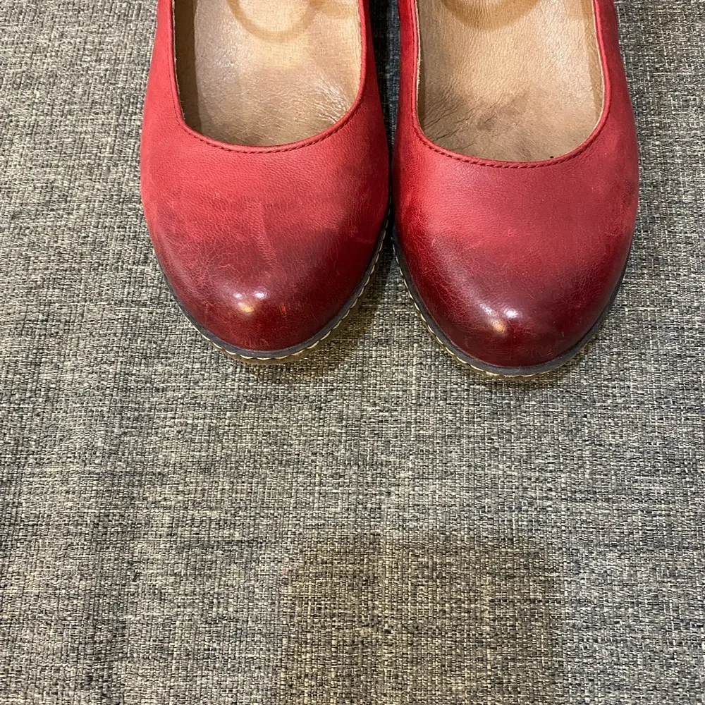 Dansko Red Leather Mary Jane Wedges